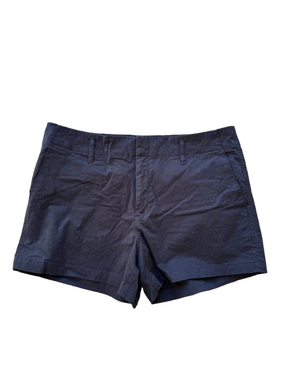 A New Day Black Flat Front Chino Stretch  Shorts Women Size 14 Casual 4” Inseam